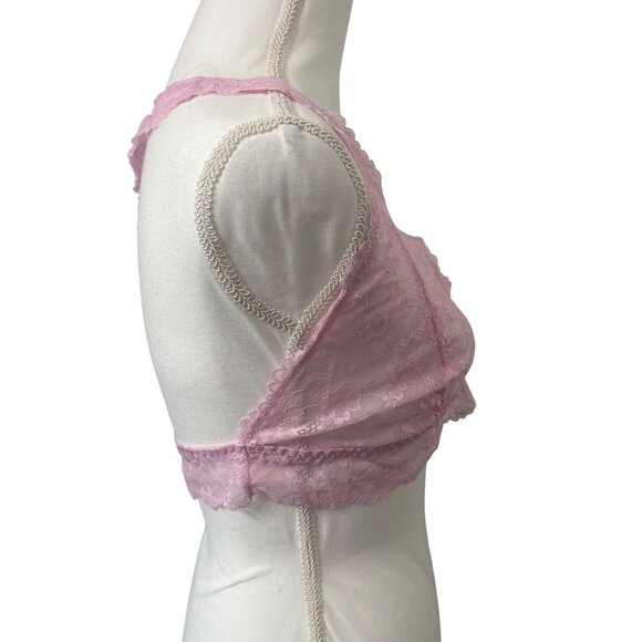 Savage X Fenty Pink Lace Bralette W/ Adjustable Straps & Scalloped Edges Size XL - Picture 4 of 9